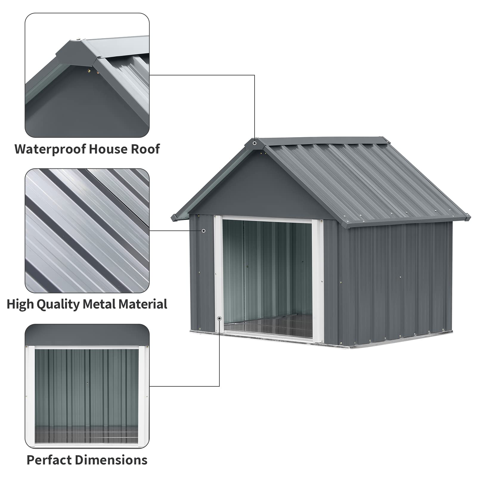 RYPetmia 34 X 38 X 35 Inches Dog House, Indoor Outdoor Doghouse for Medium Large Dogs, Weatherproof Puppy Shelter Sturdy and Long-Lasting Dog Houses - WoodArtSupply