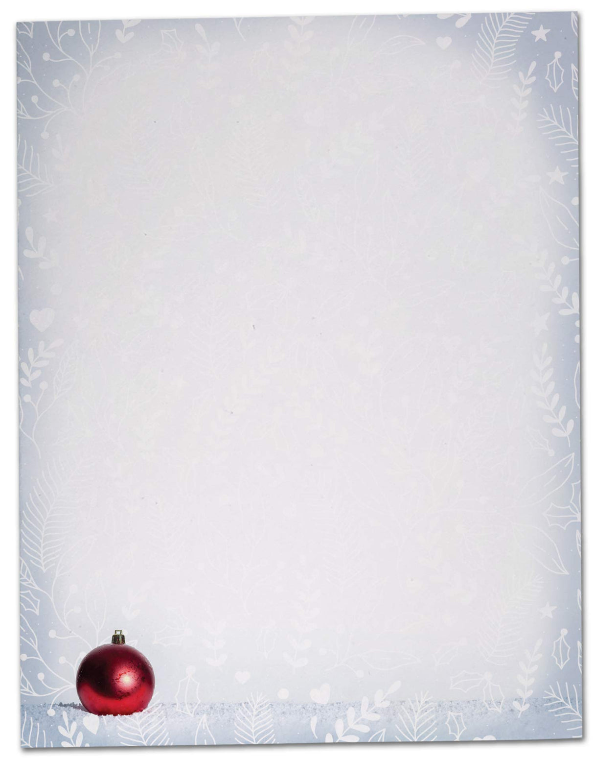 Black Tabby Studio Snowy Red Ornament Holiday & Christmas Winter Stationery - 60 Sheet Set of Letterhead Paper Hill Valley Greetings