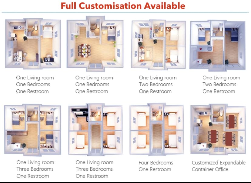 Generic 20,30,40FT Prefab Tiny House Compact, Expandable and Portable Structure | with Complimentary Furniture | Outdoor Space for Living, Office, Holidays | Fully Equipped & Customizable, MH - WoodArtSupply