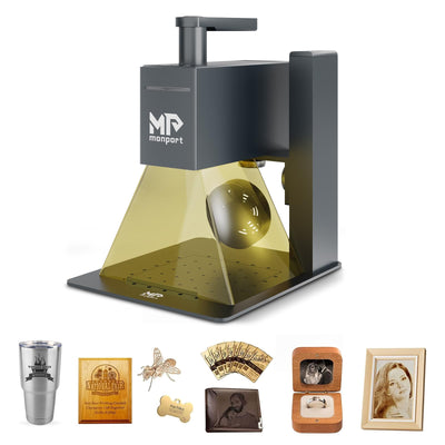 Monport 6W Laser Engraver,Portable Handheld Laser Engraving Machine,0.01mm High Precision 5000mm/s High Speed Laser Marking Machine for Wood,Leather,Cardboard,Kraft,Aluminum,Stainless Steel etc.