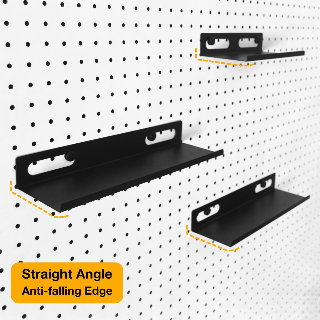 Metal Pegboard Shelf Set - 2Pack 11.7" Peg Board Shelving Racks Black Accessories Display Trays Tool Tiered Shelves for Office Craft Garage Kitchen Bathroom Pegboard Organization System (Medium) G.CORE