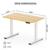 FLEXISPOT EN1 One-Piece Standing Desk 40 x 24 Inches Height Adjustable Desk Electric Sit Stand Up Desk Home Office Desks Computer Workstation (White Frame + Maple Desktop) FLEXISPOT