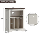 Farmhouse Record Player Stand, 3 Tier End Table, Turntable Stand with Vinyl Record Storage Holds Up to 160 Albums,Wood Record Holder Cabinet Dispaly Shelf for Living Room,Bedroom,Office,Antique White RowyPoey