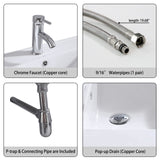 walsport 36 inch Bathroom Vanity with Ceramic Sink & Mirror, Wood Double Door Bathroom 5 Drawer Storage Vanity Combo Set, Brown walsport