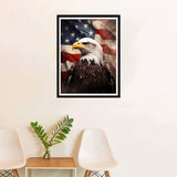 SKRYUIE 5D Eagle Diamond Painting Kits - DIY Diamond Art Kits for Adults American Flag, Full Round Drill - Crystal Cross Stitch - Adults Craft for Wall & Office Decor - 12x16 inch SKRYUIE