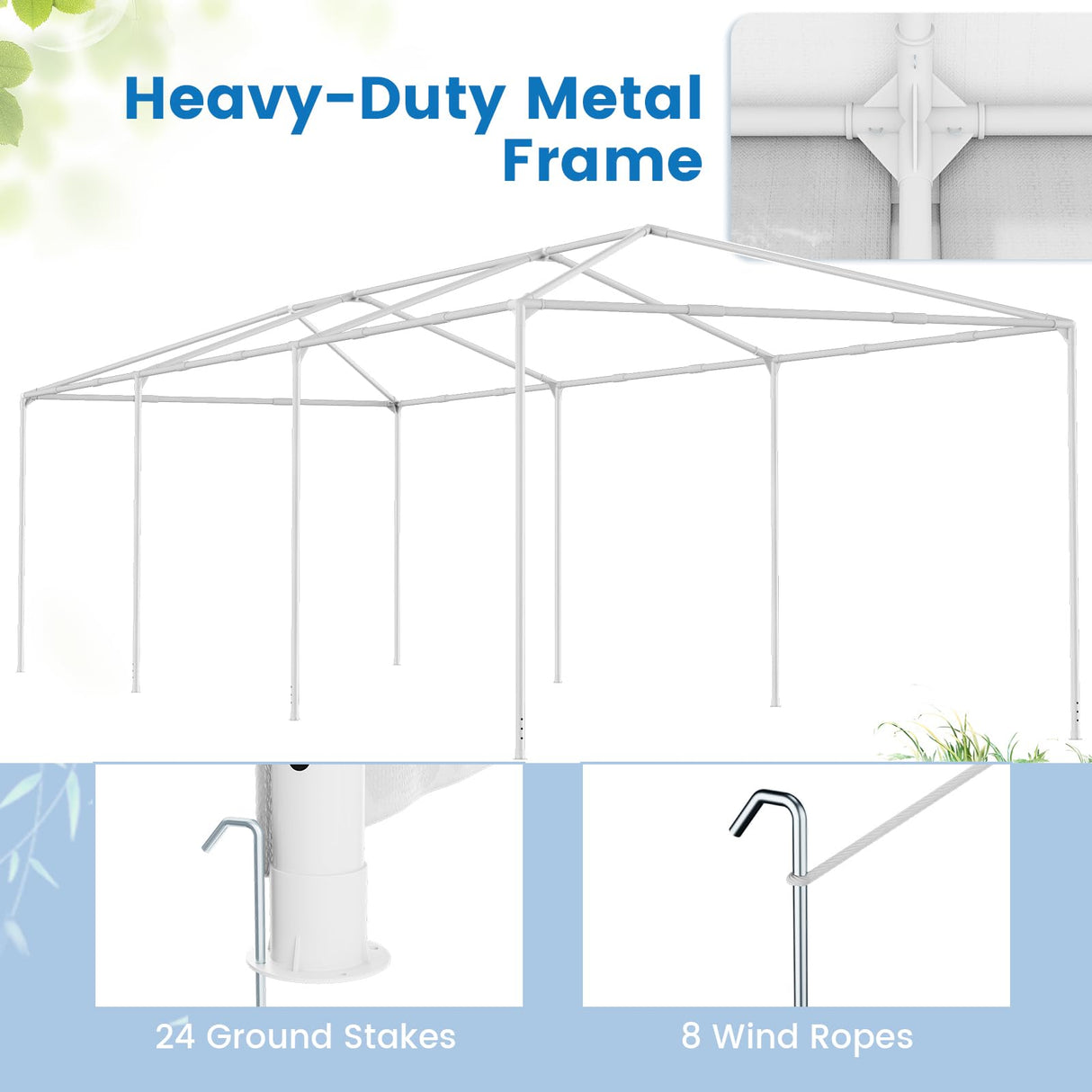 Tangkula 10x30 Ft Heavy Duty Party Tent, Large White Event Tent with 6 Sidewalls & 2 Zippered Door, Outdoor Wedding Tent with Stakes & Ropes for Patio, Backyard, Parties Tangkula