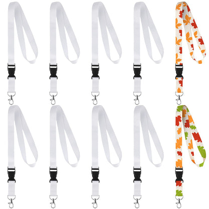 Outus 10 Pieces Sublimation Lanyard Blank White Sublimation Neck Lanyards Neoprene DIY Sublimation Lanyards Christmas Gifts for Keychain Card Name Badge Holder