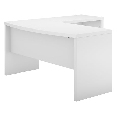 Bush Business Furniture Echo L Shaped Bow Front Desk in Pure White Bush Business Furniture