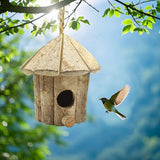 Wooden Birdhouses for Outside, Hanging Birdhouse, Cardinal Bird House Nesting Box, Natural Wood Bluebird Houses for Outdoors Finch Bluebird Cardinals, Garden Decoration DoubleWood