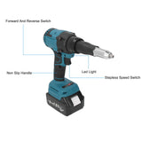 Vvikizy 18V Blue Cordless Brushless Electric Rivet Gun Cordless Rivet Gun LED Automatic Rivet Nut Hand Tool for BL1815 Battery 3.2-4.8mm Vvikizy