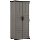Suncast 22 Cubic Ft. Vertical Resin Outdoor Storage Shed with Lockable Double Doors, Weather-Resistant Multi-Wall Panels, Stoney Suncast