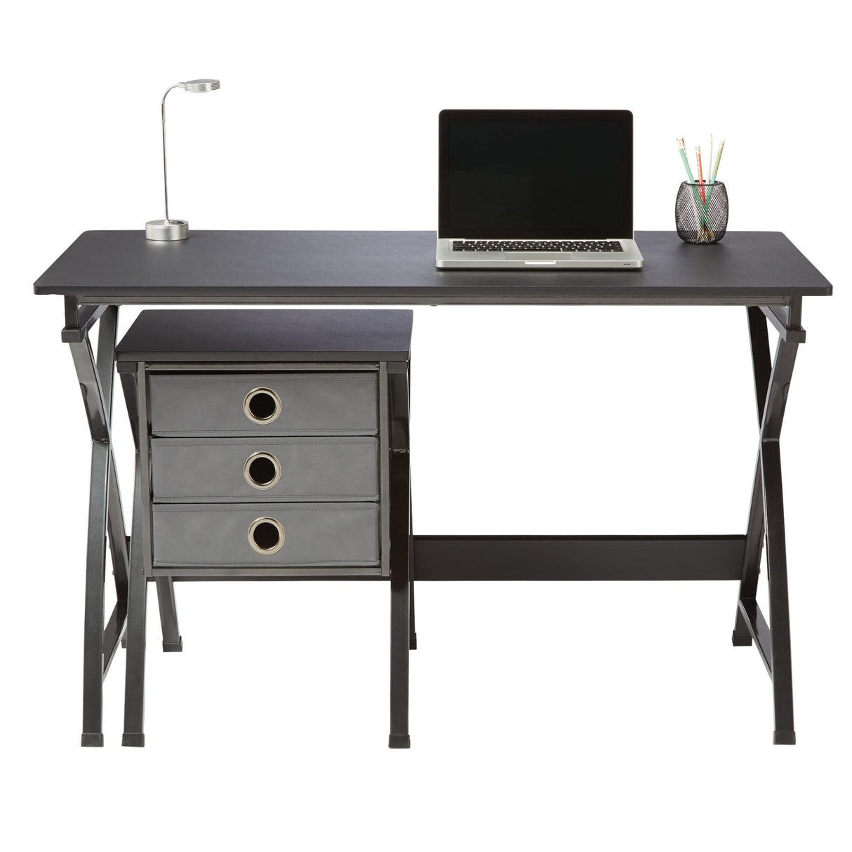 Realspace® X-Cross 48"W Computer Desk With File Cabinet, Black Realspace