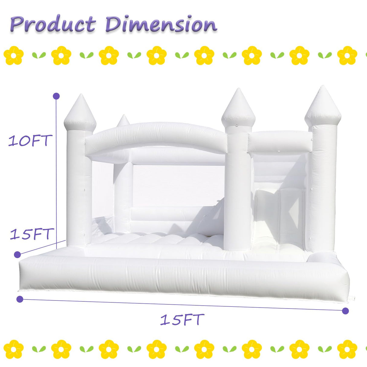 White Bounce House with Slide& Ball Pit for Adults,Commercial PVC 15FT Large Inflatable Bounce House Castle Outdoor with 950W Powerul Blower,Wedding Birthday Party Decorations 15x15x10FT awesmflate