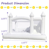 White Bounce House with Slide& Ball Pit for Adults,Commercial PVC 15FT Large Inflatable Bounce House Castle Outdoor with 950W Powerul Blower,Wedding Birthday Party Decorations 15x15x10FT awesmflate