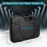 Sundpey Home Tool Kit 257-PCs - Household Basic Repair Tool Set for Men Women - General Hand Mechanic's Tool Set & Screwdriver Set & Wrench Set & Socket & Portable Tool Box Storage Case Blue Sundpey
