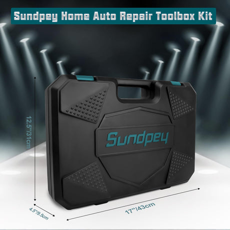 Sundpey Home Tool Kit 257-PCs - Household Basic Repair Tool Set for Men Women - General Hand Mechanic's Tool Set & Screwdriver Set & Wrench Set & Socket & Portable Tool Box Storage Case Blue Sundpey