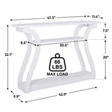 SUPER DEAL Wood Console Table for Entryway, 3 Tier Modern Sofa Table with Curved Frame and 2 Open Storage Shelves, Narrow Table for Hallway Living Room Bedroom, 47 in White SUPER DEAL