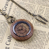 Tiong Wooden Pocket Watches for Men Handmade Bamboo with Chain Analog Quartz Wood Pocket Watch Father's Day Gifts for Dad(Dark Brown) Tiong