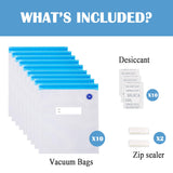 3D Printer Filament Vacuum Storage Bags Kit, TIOPY 10 Thicken Spool Storage Sealing Bags with 10 Desiccant and 2 Seal Clip, 11.8x13.4 in, Keep Filament Dry, For PLA/PETG/TPU/ABS 1.75 mm, No pump TIOPY