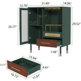 ARTPOWER Modern Coffee Bar Cabinet with Wine Glass Rack and Drawers, Green Liquor Cabinet with Pull-Out Wine Storage for Kitchen, Dining Room, Living Room ARTPOWER