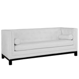Modway Imperial Modern Bonded Leather Upholstery Sofa with Bolster Pillows in White Modway
