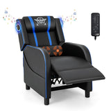 Giantex Gaming Massage Recliner Chair - Racing Style Gaming Sofa Chair with Reclining Backrest, Massage Lumbar Pillow, Retractable Footrest, Home Theater Seating with Bluetooth Speaker (Blue) Giantex