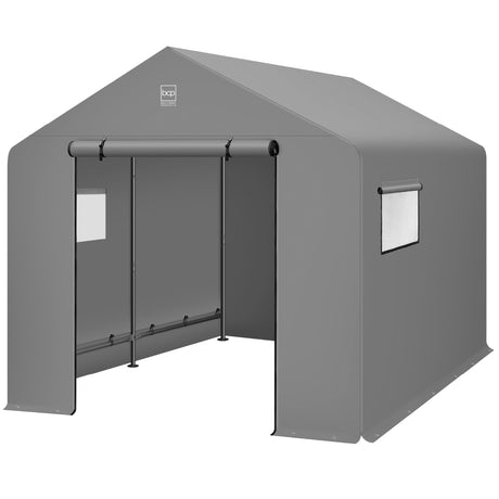Best Choice Products 10x8ft Outdoor Storage Shed, Carport, Canopy Shelter, Dual Doors & Windows, Metal Frame, Weather-Resistant, Perfect for Storing Motorcycle, Bike, Garden Tools – Gray Best Choice Products