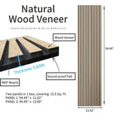 3D Natural Wood Veneer Slat Acoustic Panels (OAK) | Soundproof Celling/Wall Panels | 94.49‘’ x 23.62‘’ Cover | Wood Slat Paneling | Fluted Wall Panels Kieacia