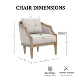 Martha Stewart Whitney Accent Chair for Living Room Bedford Collection, Solid Wood Frame, Plush 6.75" Thick Seat Cushion Removable Backrest, Rustic Farmhouse Furniture Bedroom Chair, 27" W Natural Martha Stewart