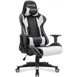 Homall Gaming Chair, Office Chair High Back Computer Chair Leather Desk Chair Racing Executive Ergonomic Adjustable Swivel Task Chair with Headrest and Lumbar Support (White) Homall