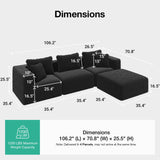 Novilla 106" Modular Sectional Sofa, Modern Cloud Sectional Couch with Smarts Coil™ Support, L-Shape Boneless Couch for Living Room Apartments Bedroom, No Assembly Required (3 Seater + 1 Ottoman) Novilla