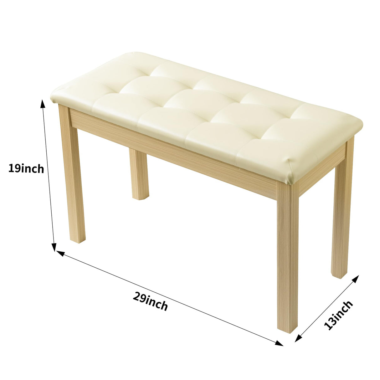 ZHRUNS Duet Piano Bench Wooden Keyboard Bench with Storage, Wooden Piano Keyboard Bench Long, Piano Stool Beige ZHRUNS