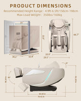 RelaxRelife Full Body Zero Gravity Massage Chair with Body Scan 4D Intelligent Shiatsu Strecth Massage, Back/Leg Heated with AI Voice Control Bluetooth Speaker Airbags SL Track Massage Beige RelaxRelife