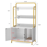 Easycom Cat Litter Box Enclosure Furniture with Shelves, Indoor Litter Box Furniture, Hidden Litter Box with Storage, Wooden Cat House with Cat Scratching Pad, Fit Most Cat Litter Box EasyCom