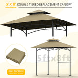 OIPUNSHLE Grill Gazebo Replacement Canopy Top, 5'x8' Gazebo Roof Top Double Tiered Replacement Canopy Roof, Grill Shelter Cover Roof Fit for Gazebo Model L-GG001PST-F (Khaki) OIPUNSHLE