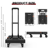 SOLEJAZZ Folding Hand Truck Portable Dolly for Moving, 500LB Luggage Cart Dolly with 6 Wheels & 2 Bungee Cords for Travel, Moving, Shopping Use, Black SOLEJAZZ