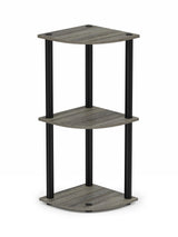 Furinno Turn-N-Tube 3-Tier Corner Display Rack Multipurpose Shelving Unit, French Oak Grey/Black, Model:12077GYW/BK Furinno