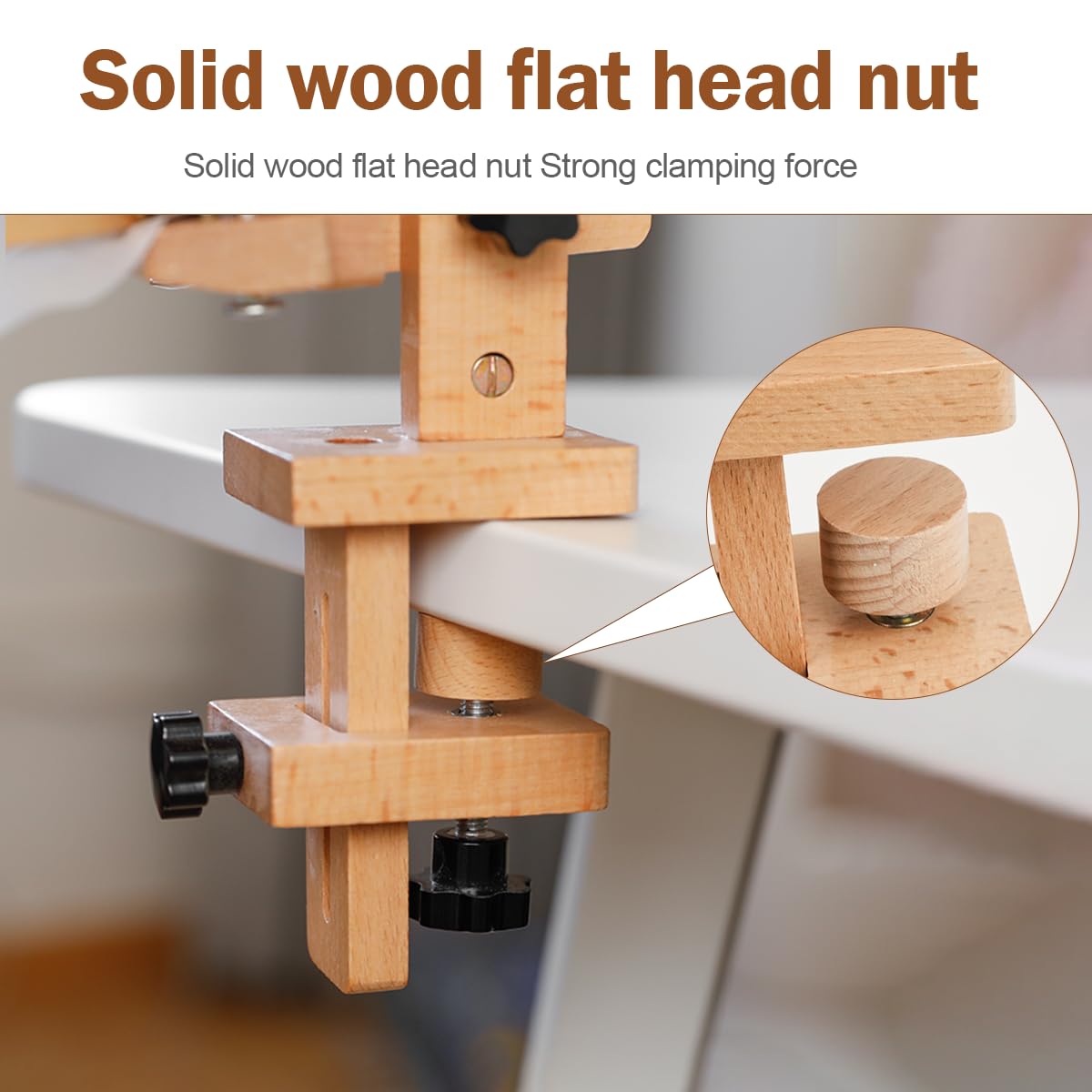 Embroidery Hoop Stand with Built-in Storage Tray, Adjustable Embroidery Hoop Holder, Sturdy Beech Wood Cross Stitch Stand for DIY Craft & Needlework Vathery