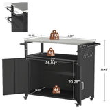 Outdoor Grill Table with Storage, Outdoor Grill Cart for BBQ, Patio, and Backyard, Outdoor Kitchen Island with Stainless Steel Top, 44.88 x 18.11 x 35.43 inch Samesay