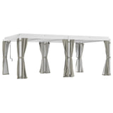 Outsunny 12' x 19' Louvered Pergola Hardtop Gazebo with Adjustable Aluminum Roof and Frame, Outdoor Pergola with Curtains and Netting, for Garden, Lawn, Backyard, and Deck, White Outsunny