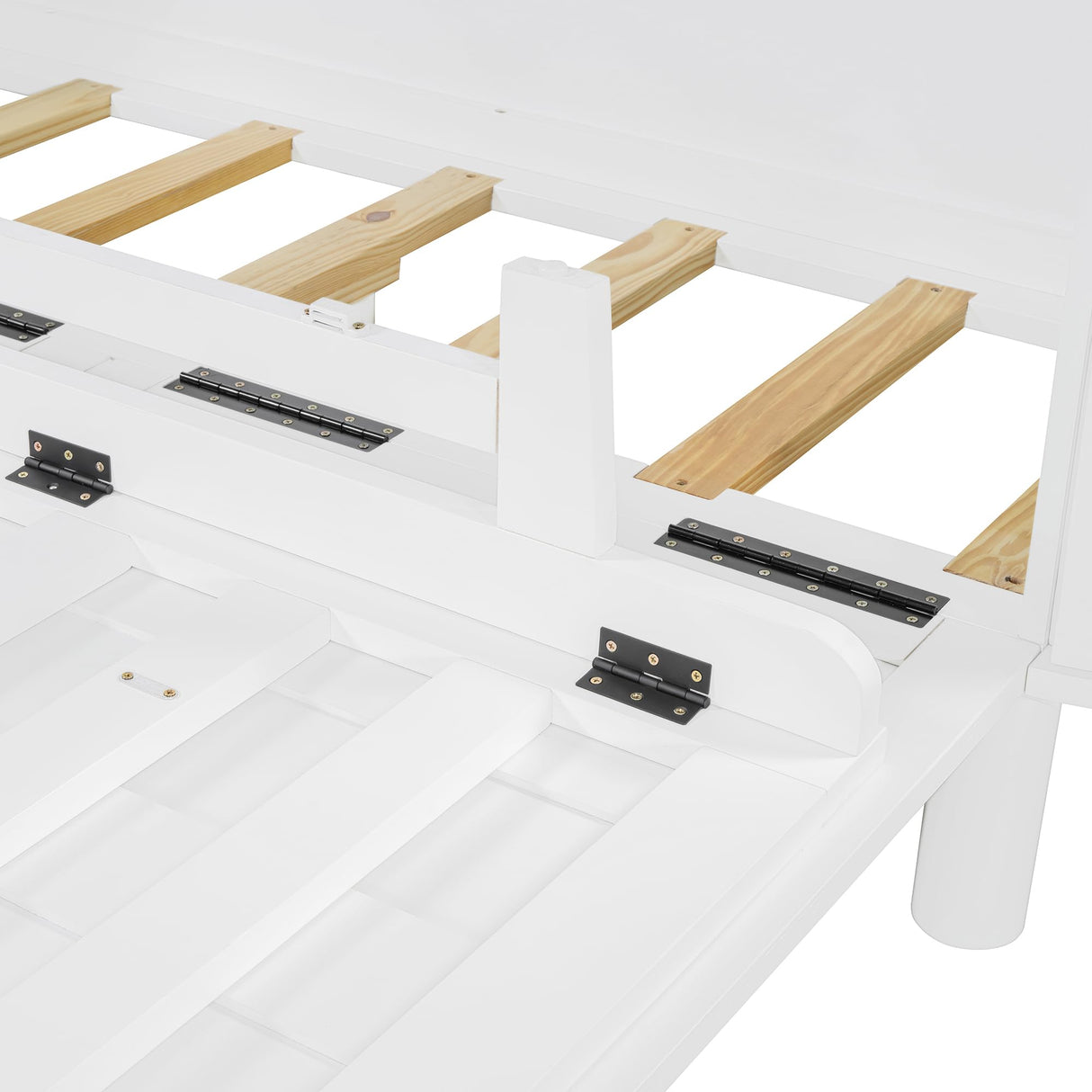 Farmhouse Queen Size Murphy Bed with Both Sides Hidden Storage, Solid Wood Folding Platform Bed Chest Cabinet Bed for Home Office Guest Room Small Room, Modern Woven Design (White-3.4, Queen) XD Designs