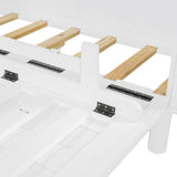 Farmhouse Queen Size Murphy Bed with Both Sides Hidden Storage, Solid Wood Folding Platform Bed Chest Cabinet Bed for Home Office Guest Room Small Room, Modern Woven Design (White-3.4, Queen) XD Designs