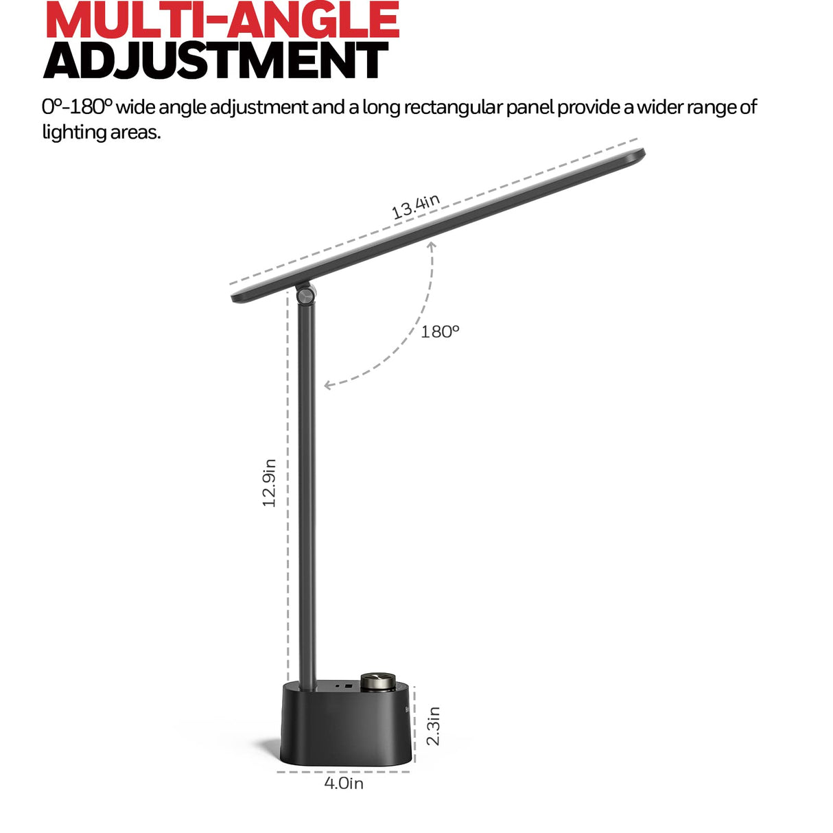 Honeywell Upgraded LED Desk Lamp - H01 Pro Sunturalux™ Foldable Desk Light with USB A+C Charging Ports, 3 Color Modes Dimmable Table Lamp for Home Office Reading(Black) Honeywell