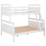 Bellemave White Twin Over Full Solid Wood Bunk Bed with Ladder and Guardrails Bellemave