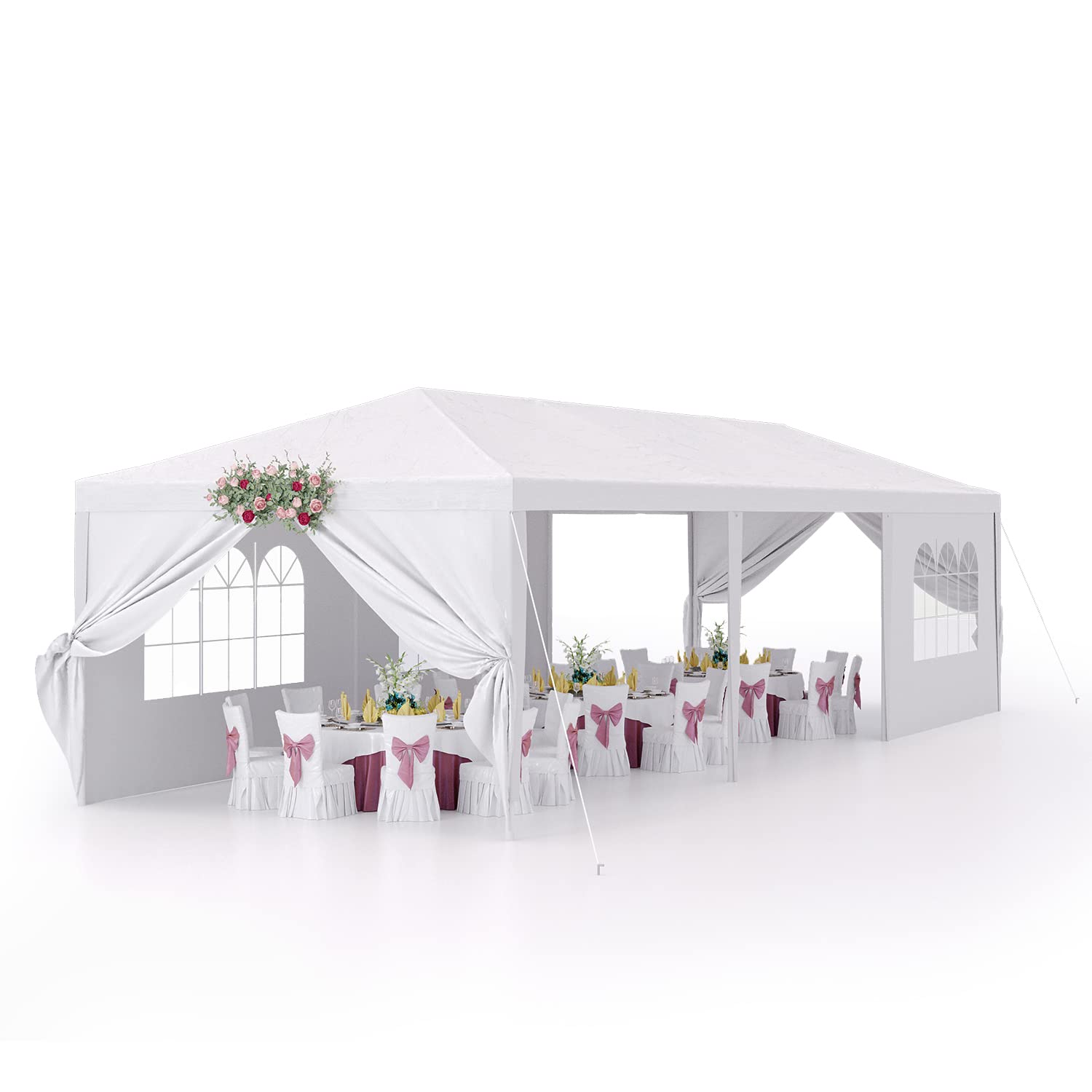 Devoko 10'x30' Outdoor Party Tent, Heavy Duty Canopy Event Wedding Tent for Parties Backyard Patio, White - WoodArtSupply