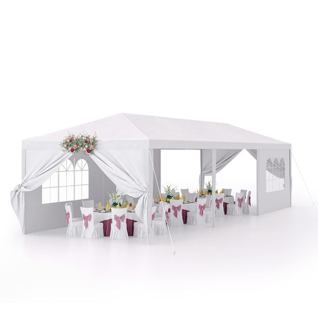 Devoko 10'x30' Outdoor Party Tent, Heavy Duty Canopy Event Wedding Tent for Parties Backyard Patio, White Devoko
