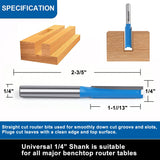 1/4 Straight Router bit Set, Newdeli Double Flute Straight Bit Set in Carbide Tipped, Woodwork Carbide Wood Milling Cutter Woodworking Tools Newdeli