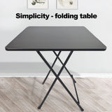 Walbest Foldable Dinner Table for 4, Square Solid MDF 4 Persons Home office Study Computer Desk Home Improvement Black Walbest