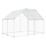 Large Metal Chicken Run, Chicken Coop with Lockable Door Flat Shape Walk-in Chicken Hen House with Waterproof & Anti-UV Cover for Duck Rabbit Habitat Cage Outdoor Poultry Cage for Yard Farm Phonjoroo