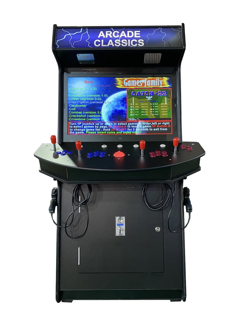 Top Us Video Arcades 4 Player Games 4600 Games 32 inch Screen Black Full Size Commercial Grade Upright Standup Arcade Machine with 2 Game Guns Included TOP US VIDEO ARCADES